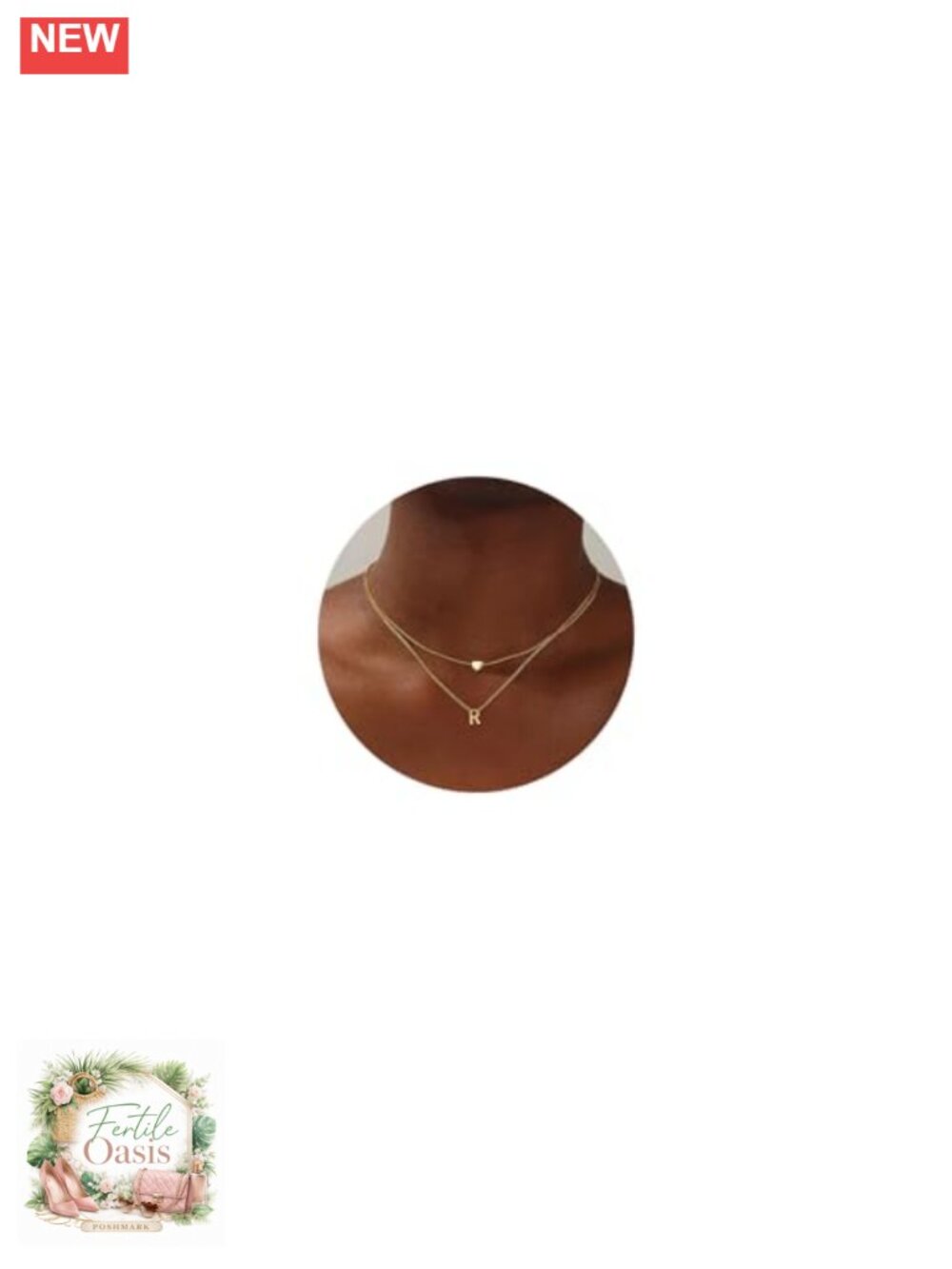 18K Gold Plated Stainless Steel Layered Heart Initial Choker Necklace